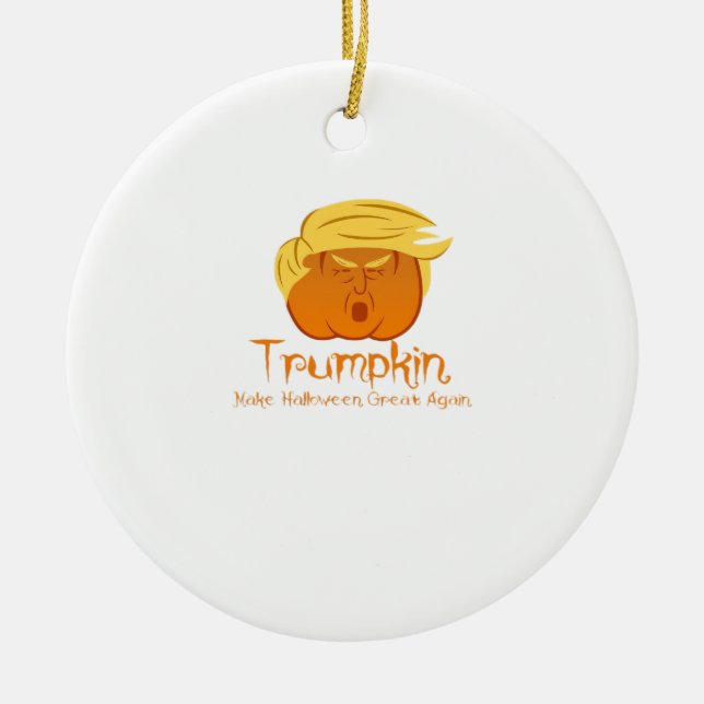 Adorno De Cerámica Trumpkin Classic y Funny Design para Halloween (Frente)