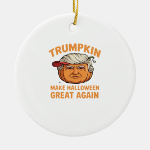 Adorno De Cerámica Trumpkin de Halloween: Cita parodia temeraria para