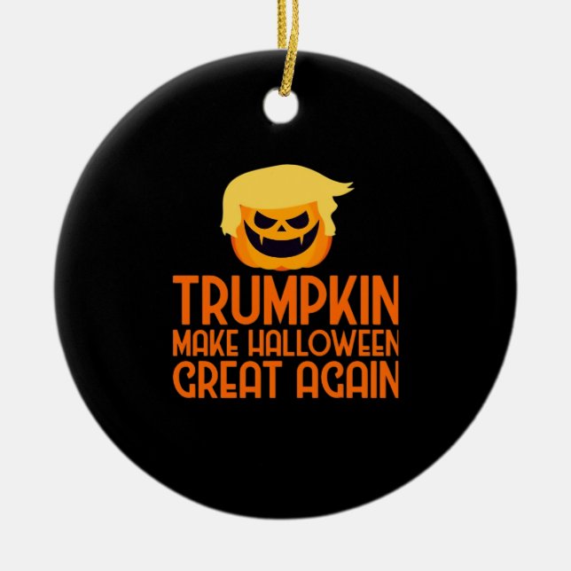 Adorno De Cerámica Trumpkin de Halloween vuelve a hacer grande a Hall (Frente)