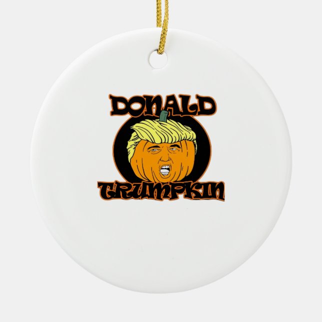Adorno De Cerámica Trumpkin disfraz de Donald Halloween (Frente)