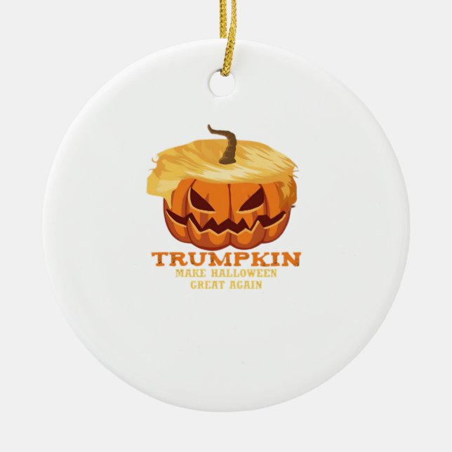 Adorno De Cerámica Trumpkin Funny Calabaza Halloween - disfraz clásic (Frente)
