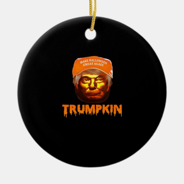 Adorno De Cerámica Trumpkin hace que Halloween sea grande otra vez es (Frente)