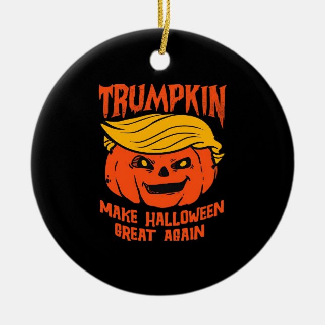 Adorno De Cerámica Trumpkin Halloween Calabaza Elección (Frente)