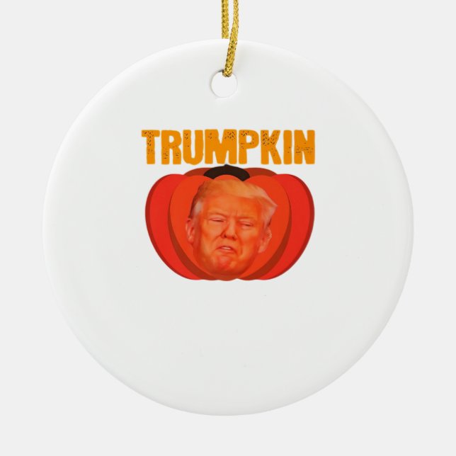 Adorno De Cerámica Trumpkin Halloween Jack O Lantern Gráfica divertid (Frente)