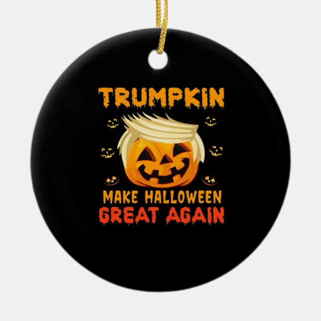 Adorno De Cerámica Trumpkin - Haz que Halloween sea grande otra vez (Frente)