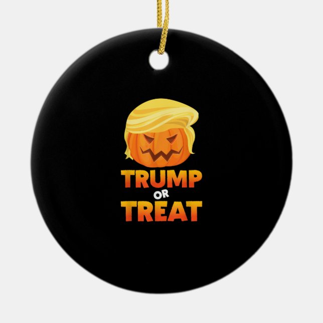 Adorno De Cerámica Trumpkin O Trate Ropa De Halloween Trumpkin (Frente)