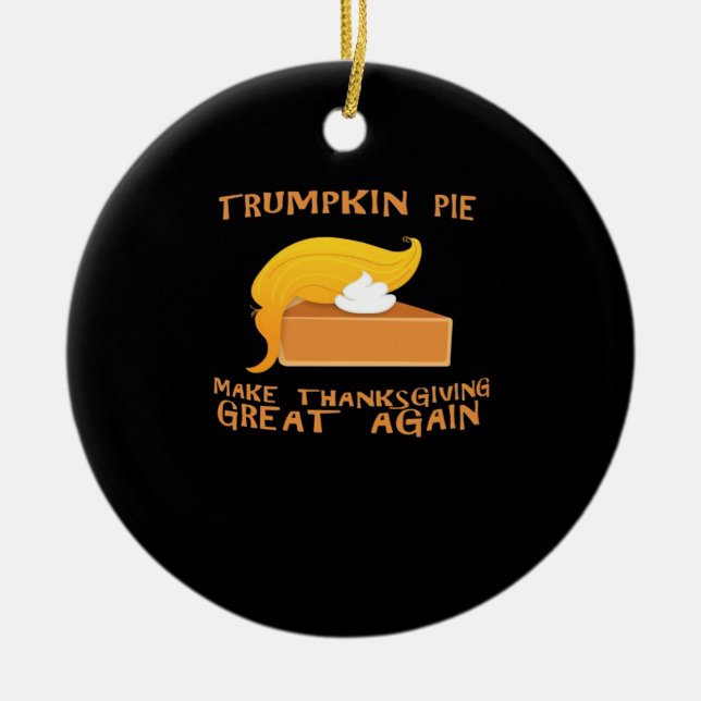 Adorno De Cerámica Trumpkin Pie Acción de Gracias (Frente)