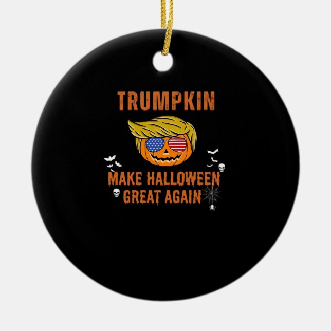 Adorno De Cerámica Trumpkin vuelve a hacer grande a Halloween (Frente)