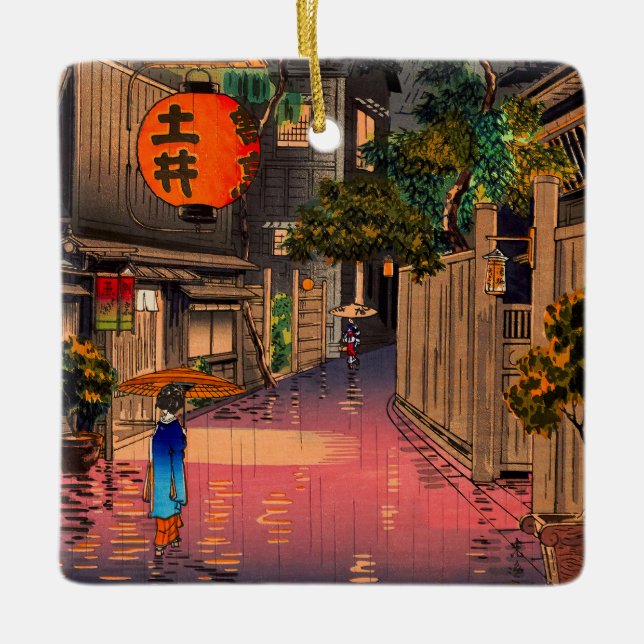 Adorno De Cerámica Tsuchiya Koitsu - Noche en Ushigome (Anverso)