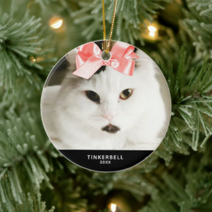 Adorno De Cerámica Tu foto de gato año personalizado