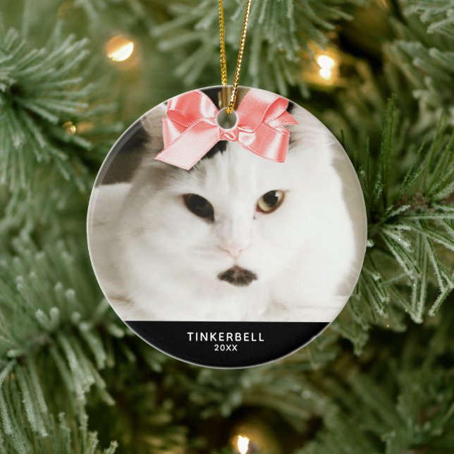 Adorno De Cerámica Tu foto de gato año personalizado (Árbol)
