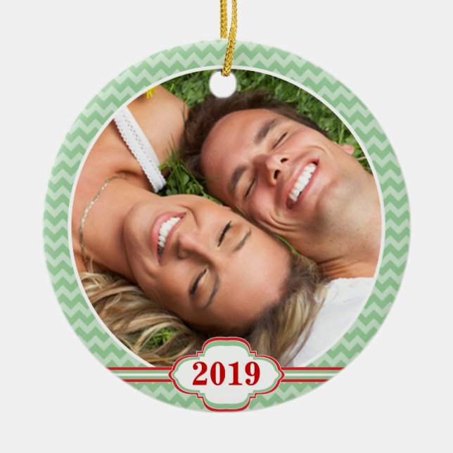 Adorno De Cerámica Tu foto pájaros rojos giran árbol navideño (Frente)