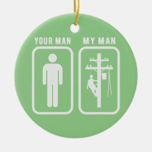 Adorno De Cerámica Tu Hombre Mi Hombre Funny Lineman