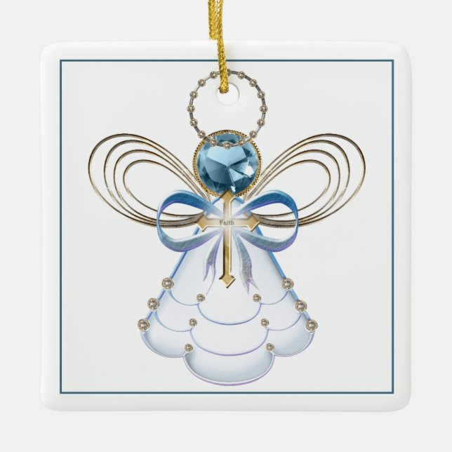 Adorno De Cerámica Tu texto: Navidades Ángel de la Fe (Anverso)