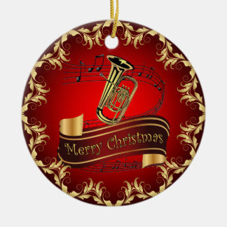 Adorno De Cerámica Tuba ~ Desplazamiento musical ~ Feliz Navidad ~ *