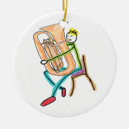 Adorno De Cerámica Tuba Playing Stickman