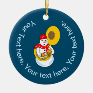 Adorno De Cerámica Tuba Snowman