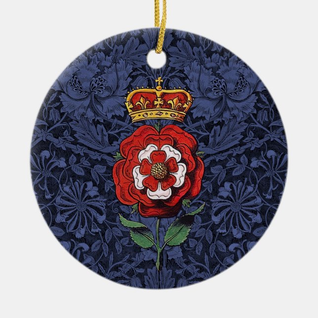 Adorno De Cerámica Tudor Rosa rojo y blanco (Frente)