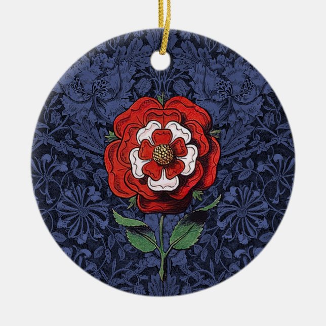 Adorno De Cerámica Tudor Rosa rojo y blanco (Frente)