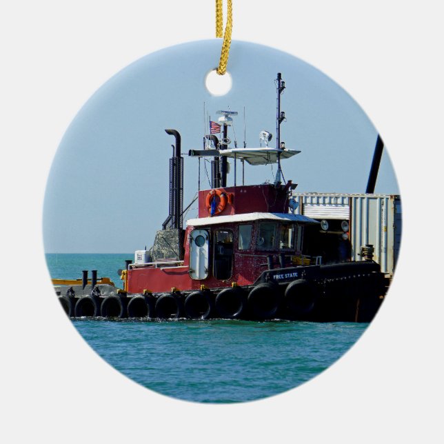 Adorno De Cerámica Tug en el trabajo (Frente)