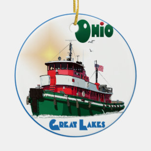 Adorno De Cerámica Tugboat Ohio