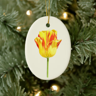 Adorno De Cerámica Tulipán amarillo y rojo