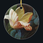 Adorno De Cerámica Tulipán de jardín vintage en Bloom, flores victori<br><div class="desc">Ilustracion vintage Imagen de amor floral victoriano con un tulipán floreciente a rayas en el jardín.</div>