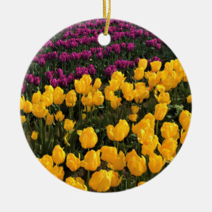 Adorno De Cerámica Tulipán morado y amarillo, Oregón