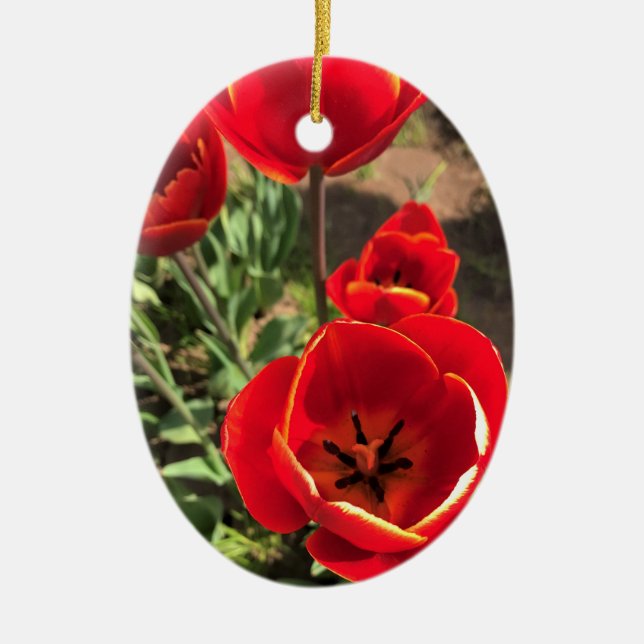 Adorno De Cerámica Tulipanes rojos internos (Frente)