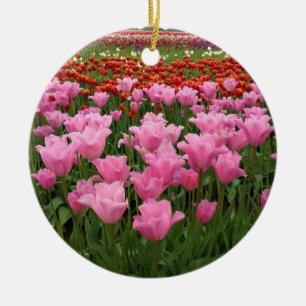 Adorno De Cerámica Tulipanes rosados y rojos, Oregón