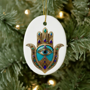 Adorno De Cerámica Turquesa Ojo de la Mente Hamsa