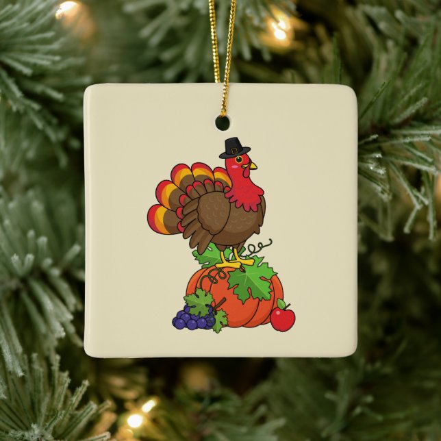 Adorno De Cerámica Turquía con la cosecha de Acción de Gracias (Árbol)