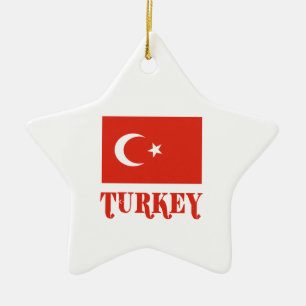 Adorno De Cerámica Turquía y bandera turca