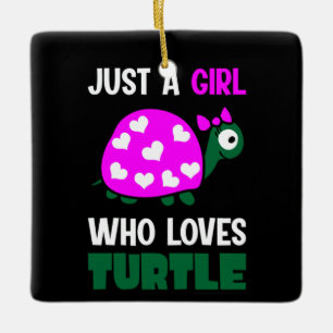 Adorno De Cerámica Turtle Lover Un Chica que ama a las tortugas