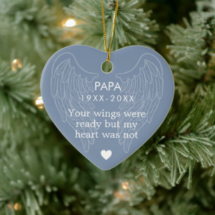 Adorno De Cerámica Tus Alas Personalizadas Memorial Heart Blue
