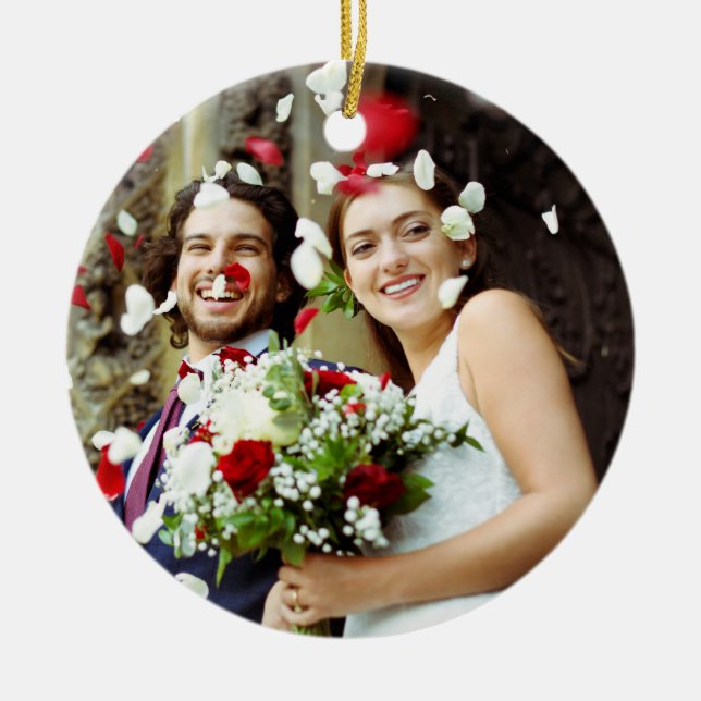 Adorno De Cerámica Tus Fotos de Boda Preferidas (Frente)
