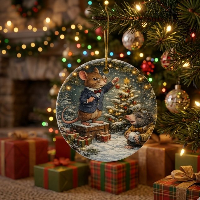 Adorno De Cerámica Tux & Twitch Winter Woodland (Subido por el creador)