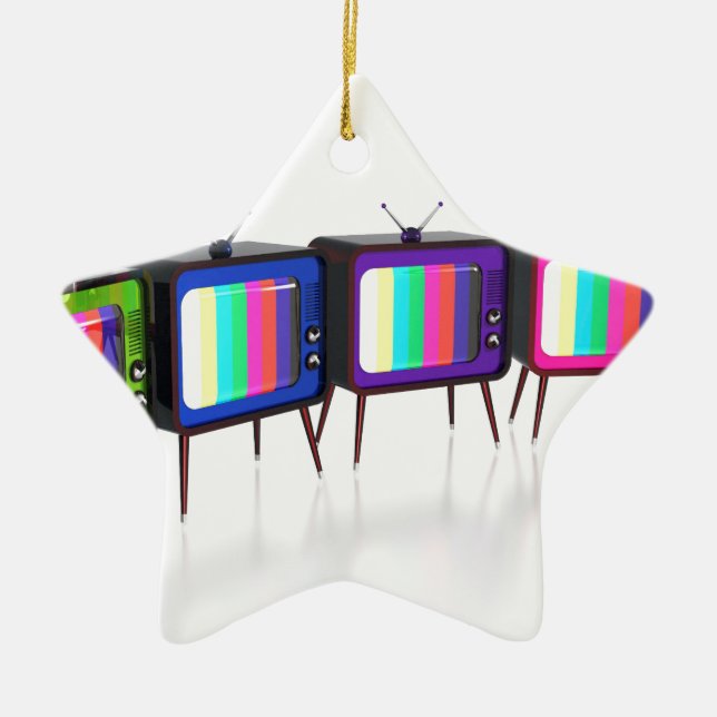 Adorno De Cerámica TV retras coloridas (Frente)