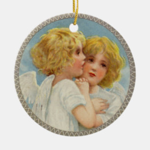 Adorno De Cerámica Twin Angels Ornament