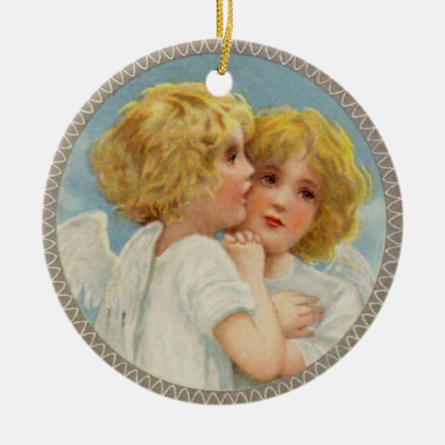 Adorno De Cerámica Twin Angels Ornament (Frente)