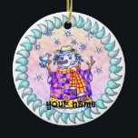 Adorno De Cerámica Twinkle Snowman<br><div class="desc">Ornamento de Snowman guiado por el Ilustracion ArtMuvz. Aparatos de muñecas de nieve,  camisetas,  regalos de vacaciones. Camiseta de hombre de nieve,  regalos de Navidad y ropa de invierno.</div>