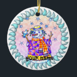 Adorno De Cerámica Twinkle Snowman<br><div class="desc">Ornamento de Snowman guiado por el Ilustracion ArtMuvz. Aparatos de muñecas de nieve,  camisetas,  regalos de vacaciones. Camiseta de hombre de nieve,  regalos de Navidad y ropa de invierno.</div>