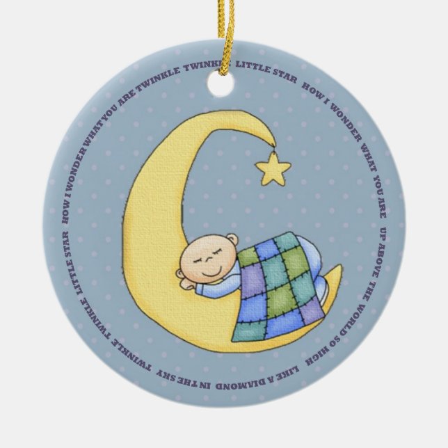 Adorno De Cerámica Twinkle Twinkle Baby Boy Ornament (Frente)