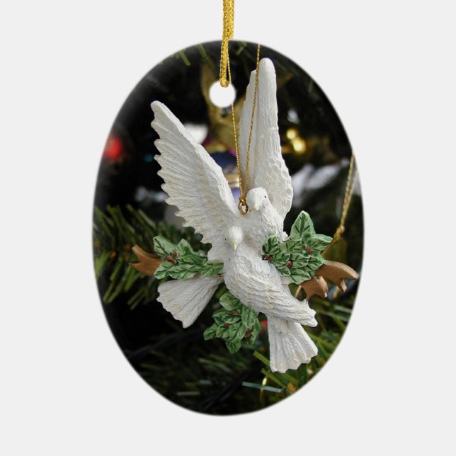 Adorno De Cerámica Two Doves Christmas Ornament (Frente)