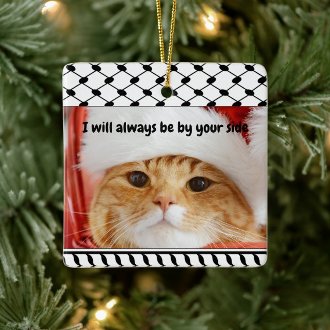 Adorno De Cerámica Two Photo Custom Text Keffiyeh Free Palestine (Árbol)