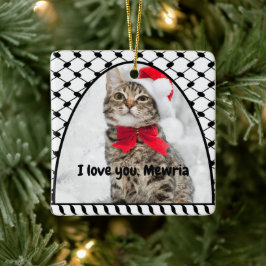 Adorno De Cerámica Two Photo Custom Text Keffiyeh Free Palestine