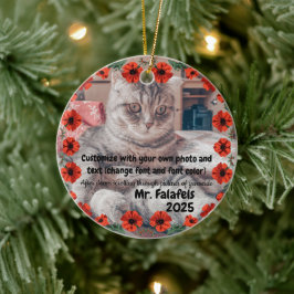 Adorno De Cerámica Two Photo Custom Text Red Poppies Free Palestine