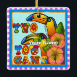 Adorno De Cerámica Two Toucans<br><div class="desc">Two Toucans ornament by ArtMuvz Illustration. Matching toucans apparel and beach gifts.  To personalize  add your name or add text instead.  Customize this  Toucan ornament to make it uniquely yours or to give as a personalized gift</div>
