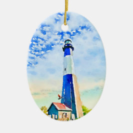 Adorno De Cerámica Tybee Lighthouse Collectible Holiday Ornament