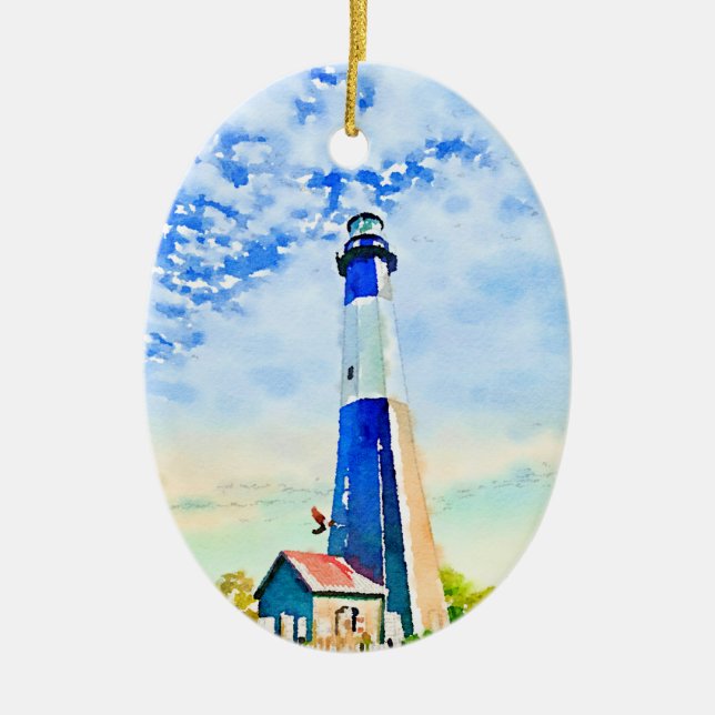 Adorno De Cerámica Tybee Lighthouse Collectible Holiday Ornament (Frente)